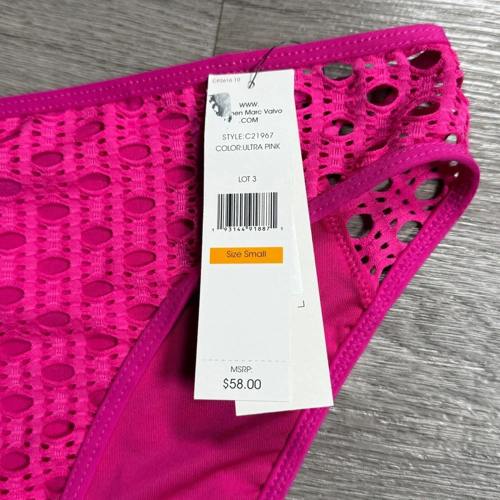 Carmen‎ Marc Valvo Ultra Pink Eyelet Crochet Bikini Bottom C21967 women's Small